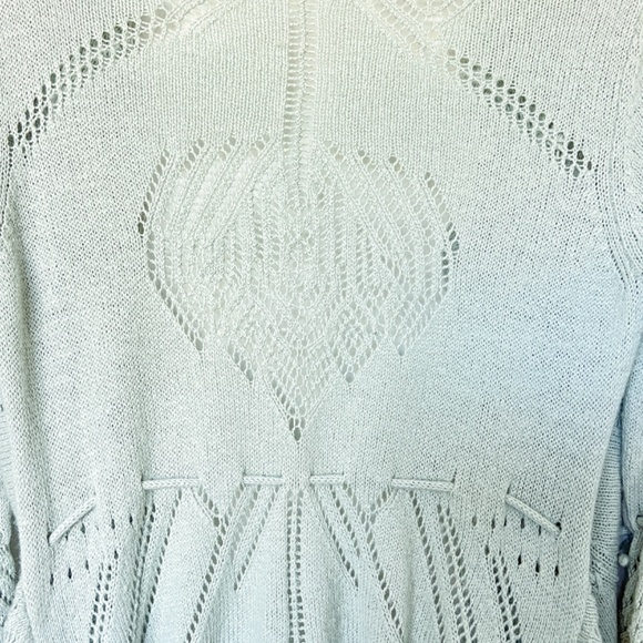 ANTHROPOLOGIE Sparrow Wrap Cardigan Sage Green Open Weave Size Large - Picture 13 of 14